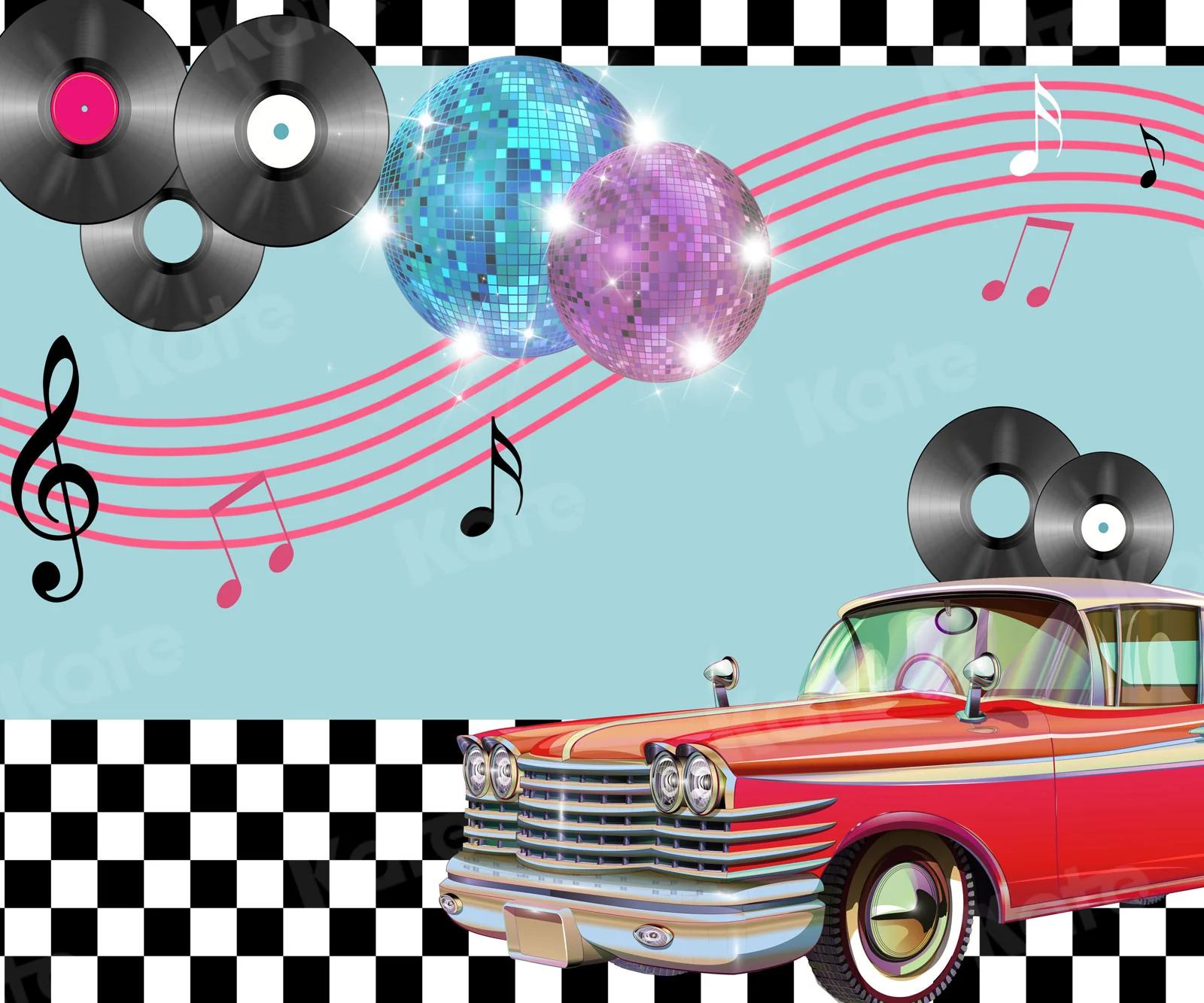 Kate Car 80's Disco DJ Backdrop for Photography - Image 3