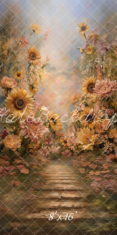 Kate Sweep Sunflower Floral Pathway Pastel Backdrop Designed by GQ - Image 2