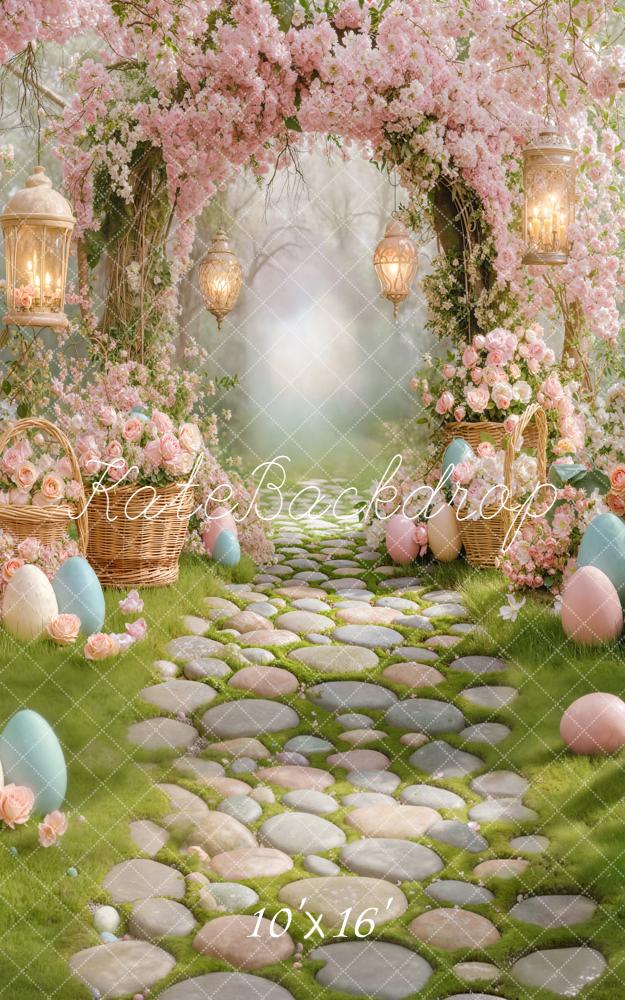 Kate Sweep Easter Bunny Arch Lanterns Cobblestone Backdrop Designed by Emetselch - Image 3