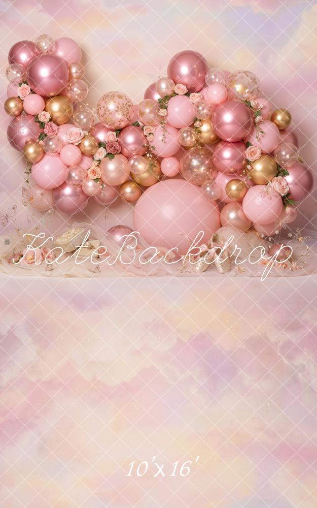 Kate Sweep Pink Balloons Pastel Clouds Backdrop Designed by Emetselch - Image 3