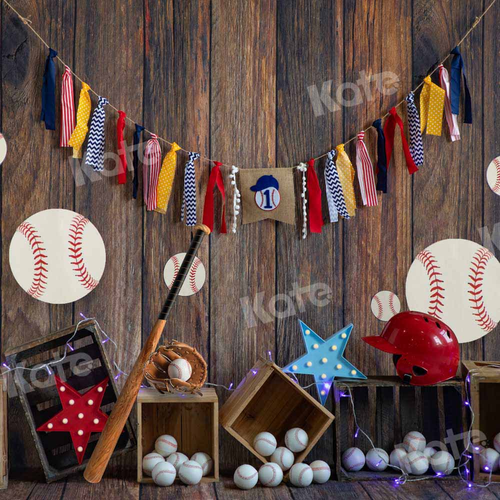Kate Baseball Deep Wood Grain Sport Backdrop Designed by Emetselch - Image 2