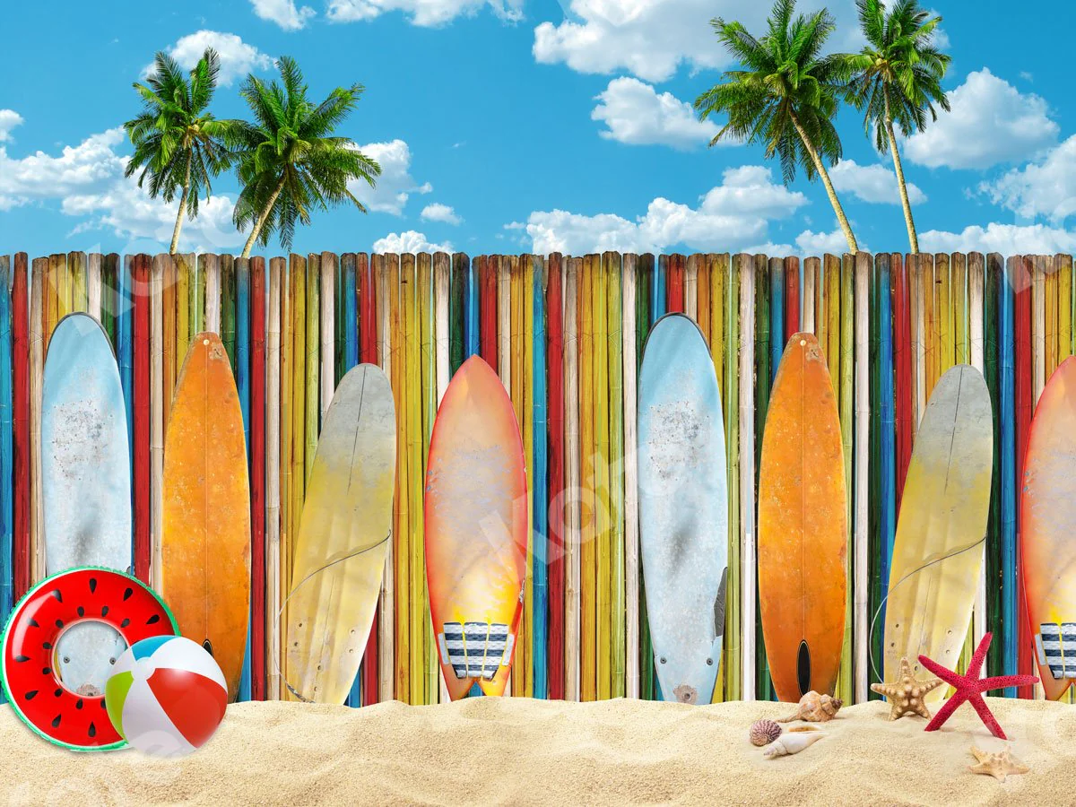 Kate Summer Beach Surfboard Backdrop for Photography - Image 2