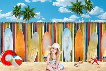 Kate Summer Beach Surfboard Backdrop for Photography - Image 3