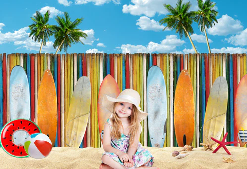 Kate Summer Beach Surfboard Backdrop for Photography - Image 5