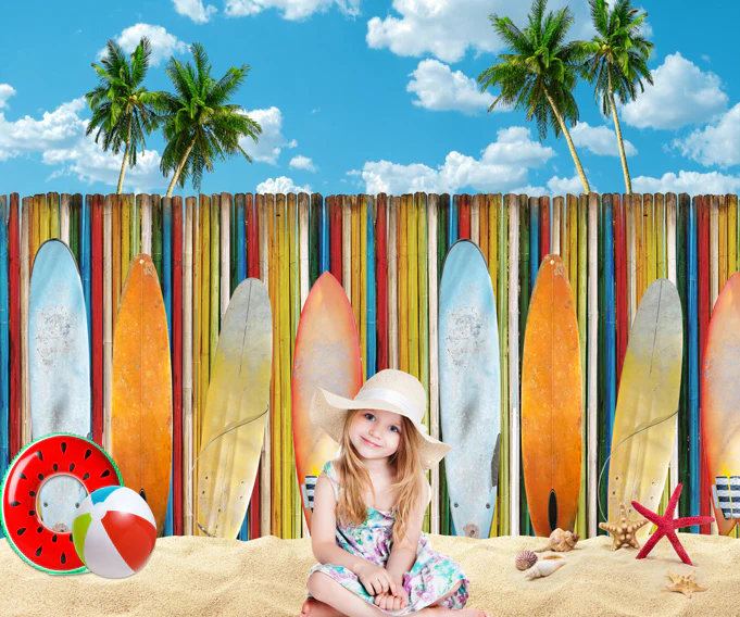 Kate Summer Beach Surfboard Backdrop for Photography - Image 7