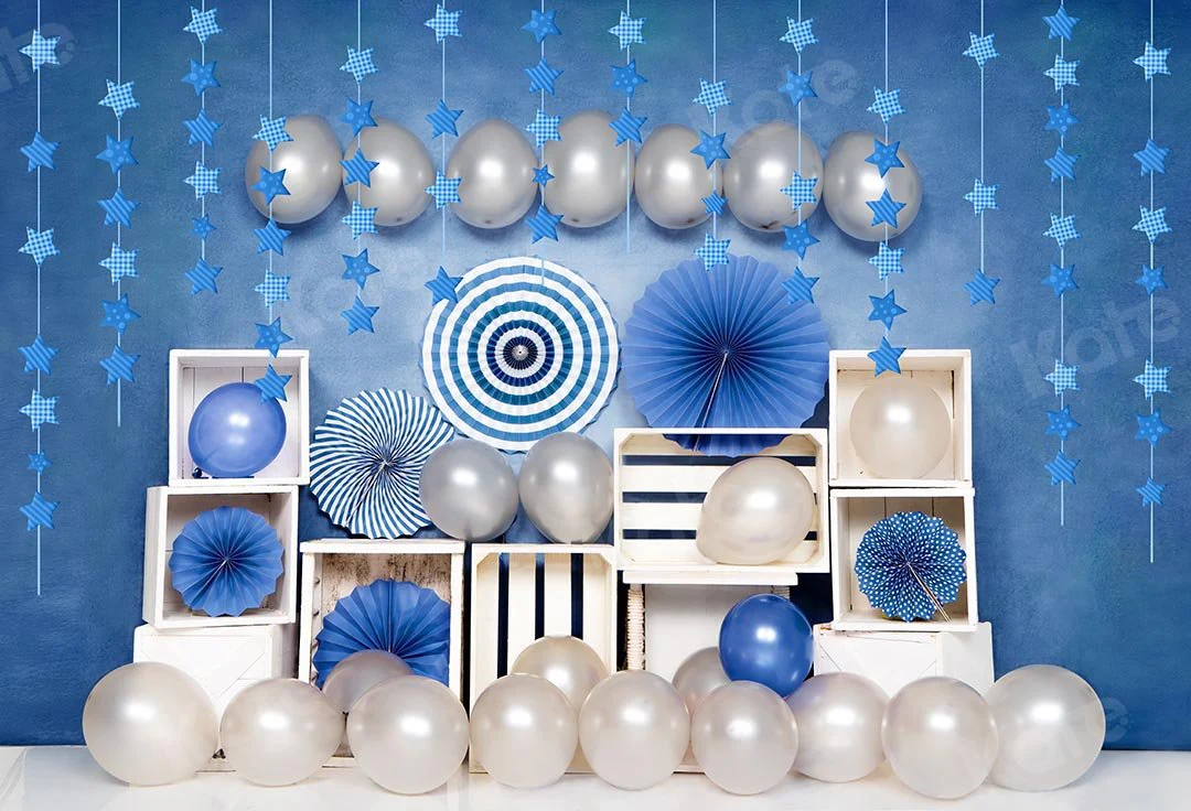Kate Birthday Blue Balloon Boy Backdrop Designed by Emetselch - Image 2