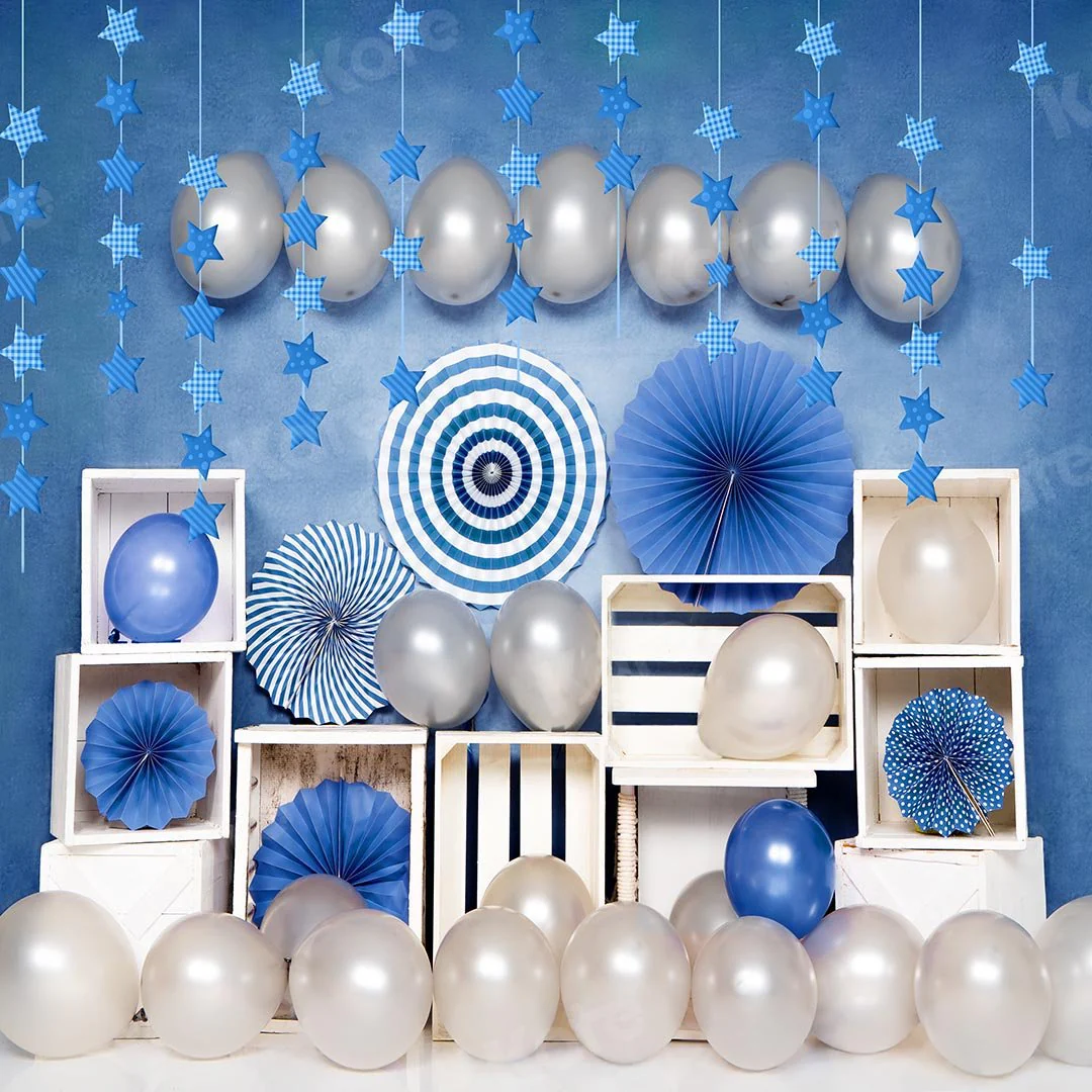Kate Birthday Blue Balloon Boy Backdrop Designed by Emetselch - Image 3