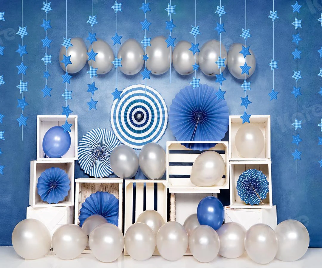 Kate Birthday Blue Balloon Boy Backdrop Designed by Emetselch - Image 4