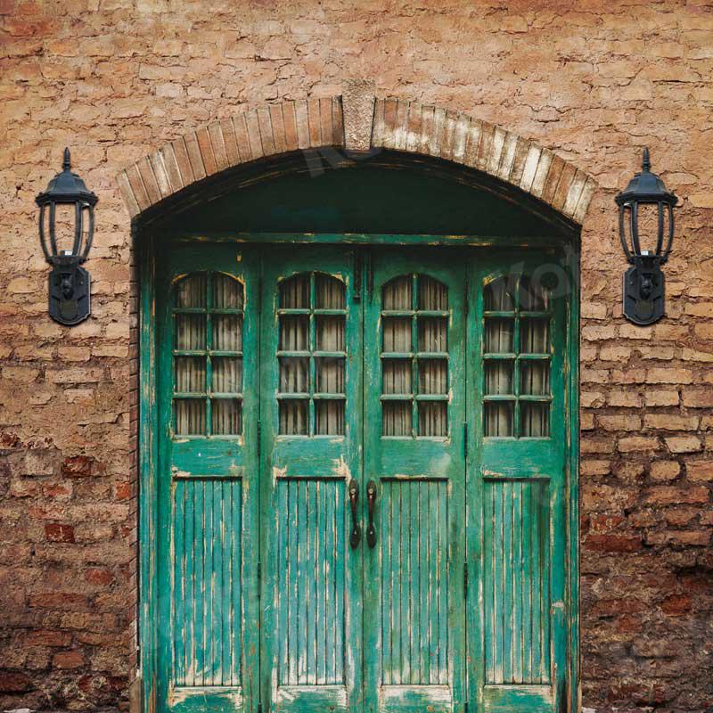 Kate Blue Door in Front Brick Wall Backdrop for Photography - Image 7