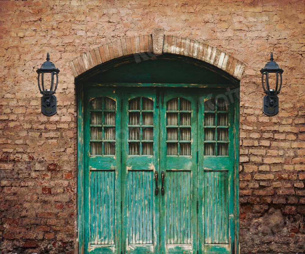Kate Blue Door in Front Brick Wall Backdrop for Photography - Image 8