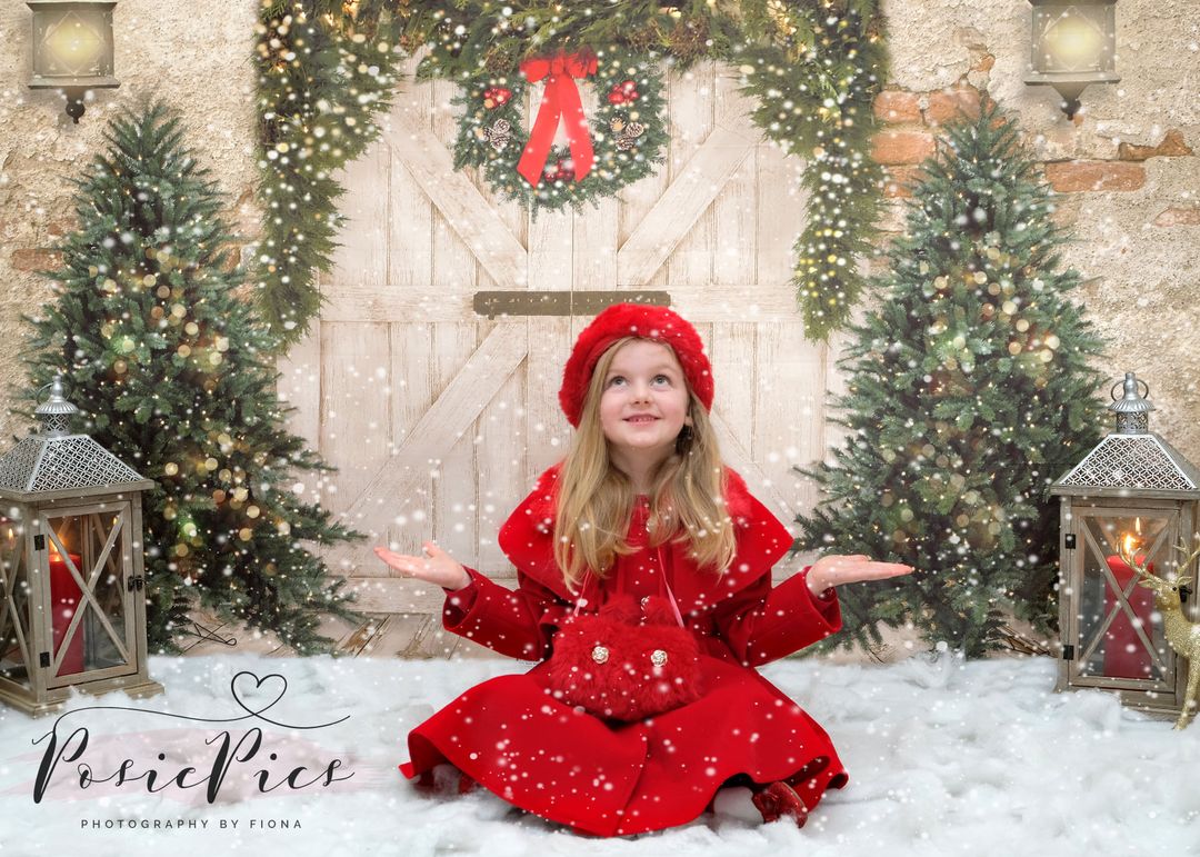 Kate Christmas Backdrop Brick Wall Door Trees Designed By JS Photography - Image 3