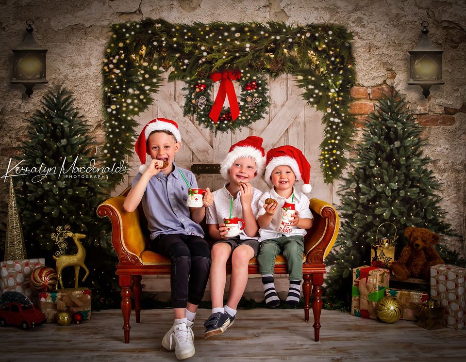 Kate Christmas Backdrop Brick Wall Door Trees Designed By JS Photography - Image 4
