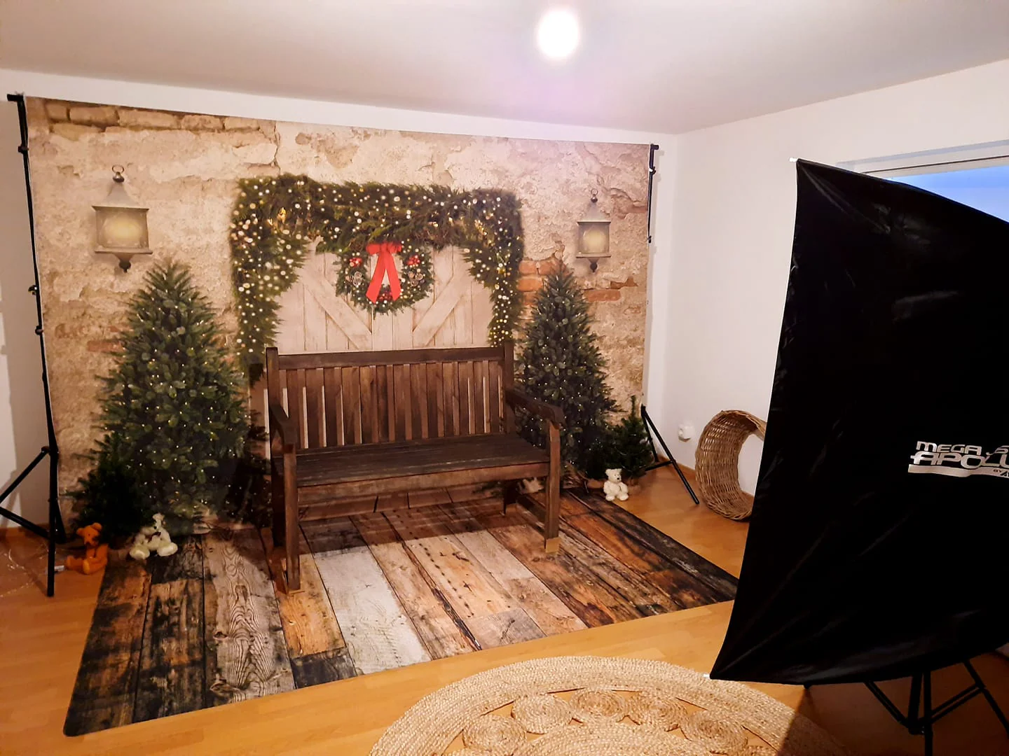 Kate Christmas Backdrop Brick Wall Door Trees Designed By JS Photography - Image 5