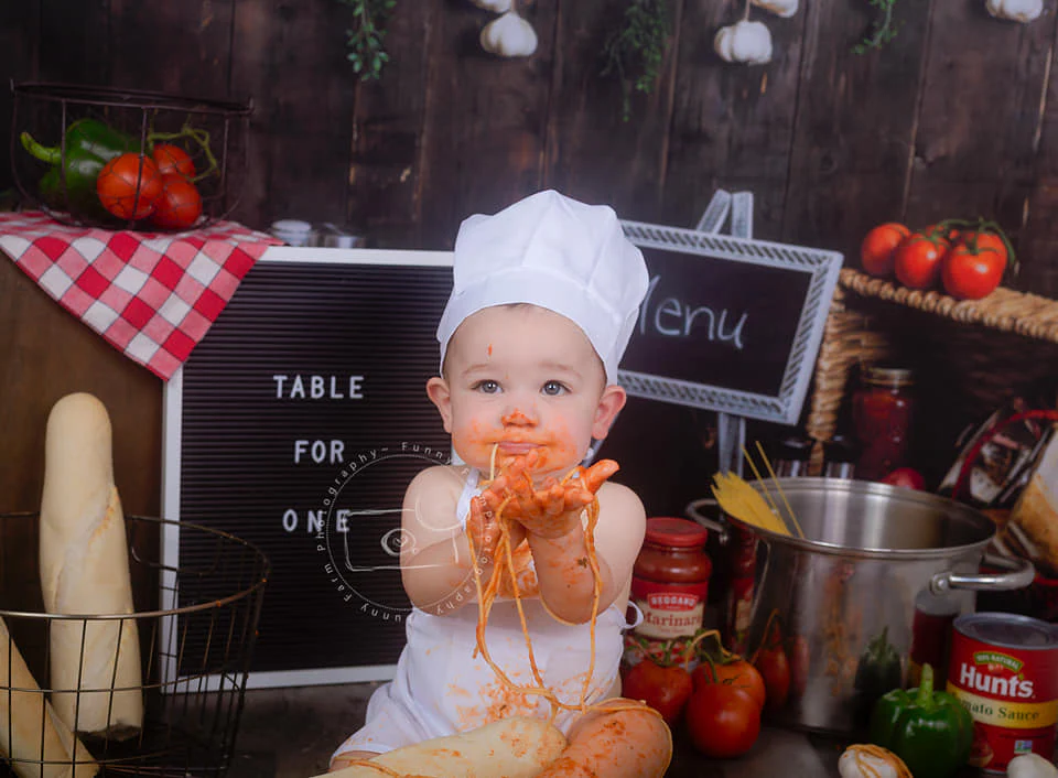 Kate Cake Smash Wood Kitchen Backdrop Designed By Rose Abbas - Image 4