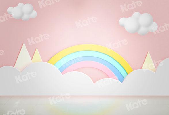 Kate Cake Smash Rainbow Clouds Pink Backdrop for Photography - Image 2