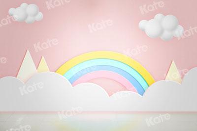 Kate Cake Smash Rainbow Clouds Pink Backdrop for Photography - Image 3