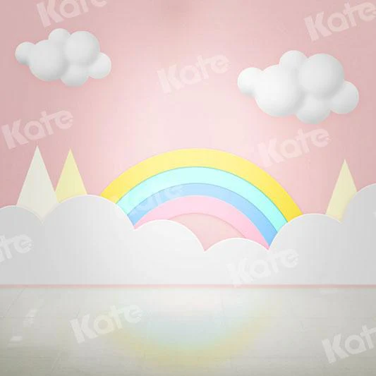 Kate Cake Smash Rainbow Clouds Pink Backdrop for Photography - Image 4