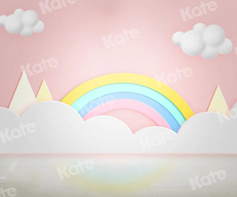 Kate Cake Smash Rainbow Clouds Pink Backdrop for Photography - Image 5