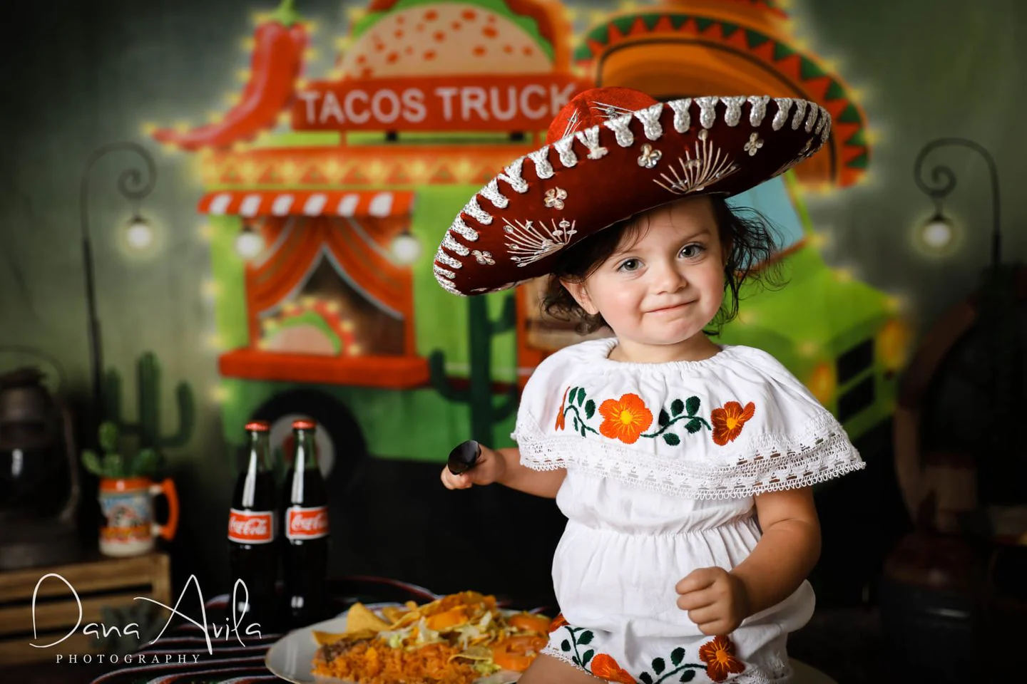 Kate Cake Smash Tacos Truck Chef Backdrop Designed by Rosabell Photography