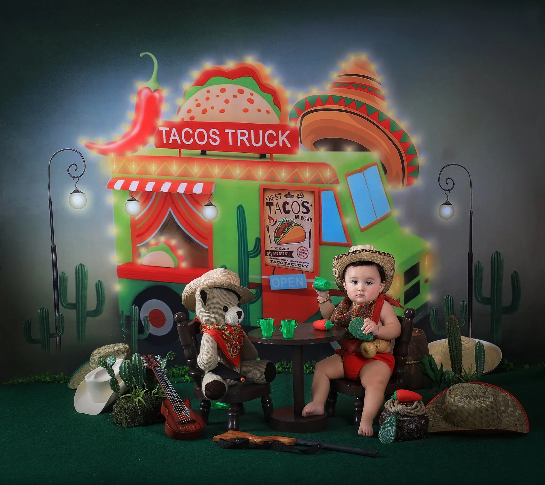 Kate Cake Smash Tacos Truck Chef Backdrop Designed by Rosabell Photography - Image 3