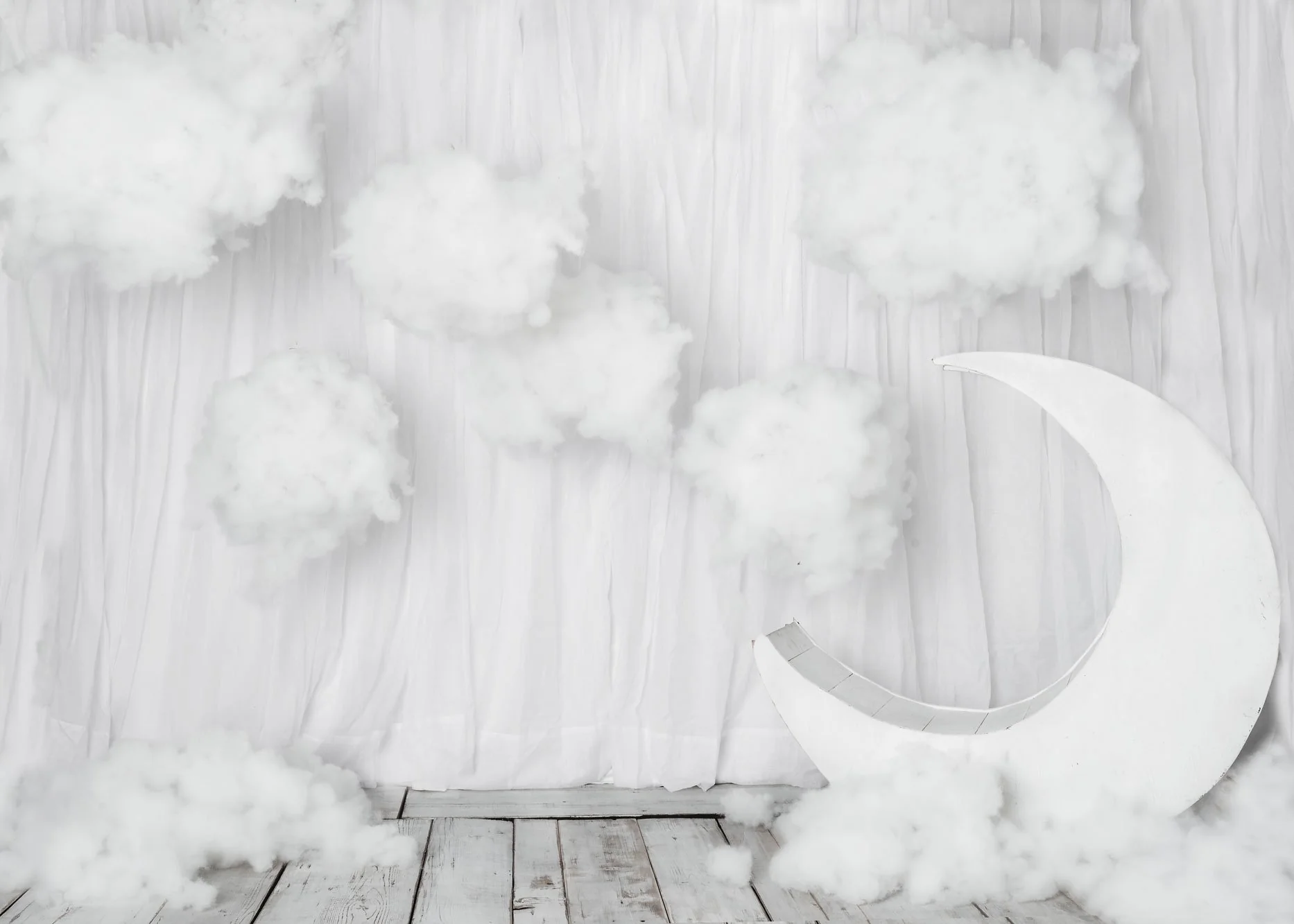 Kate Cake Smash White Moon and Clouds Backdrop Designed By Rose Abbas - Image 2