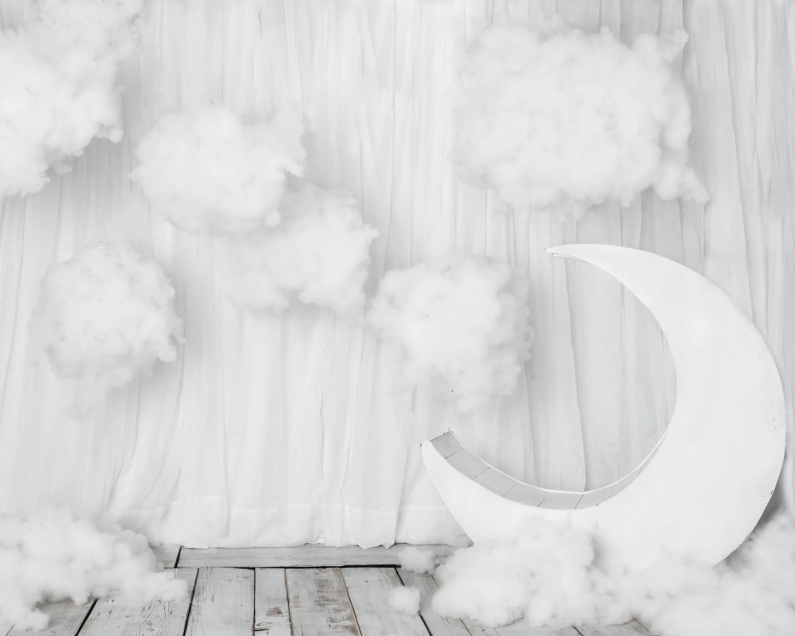 Kate Cake Smash White Moon and Clouds Backdrop Designed By Rose Abbas - Image 5