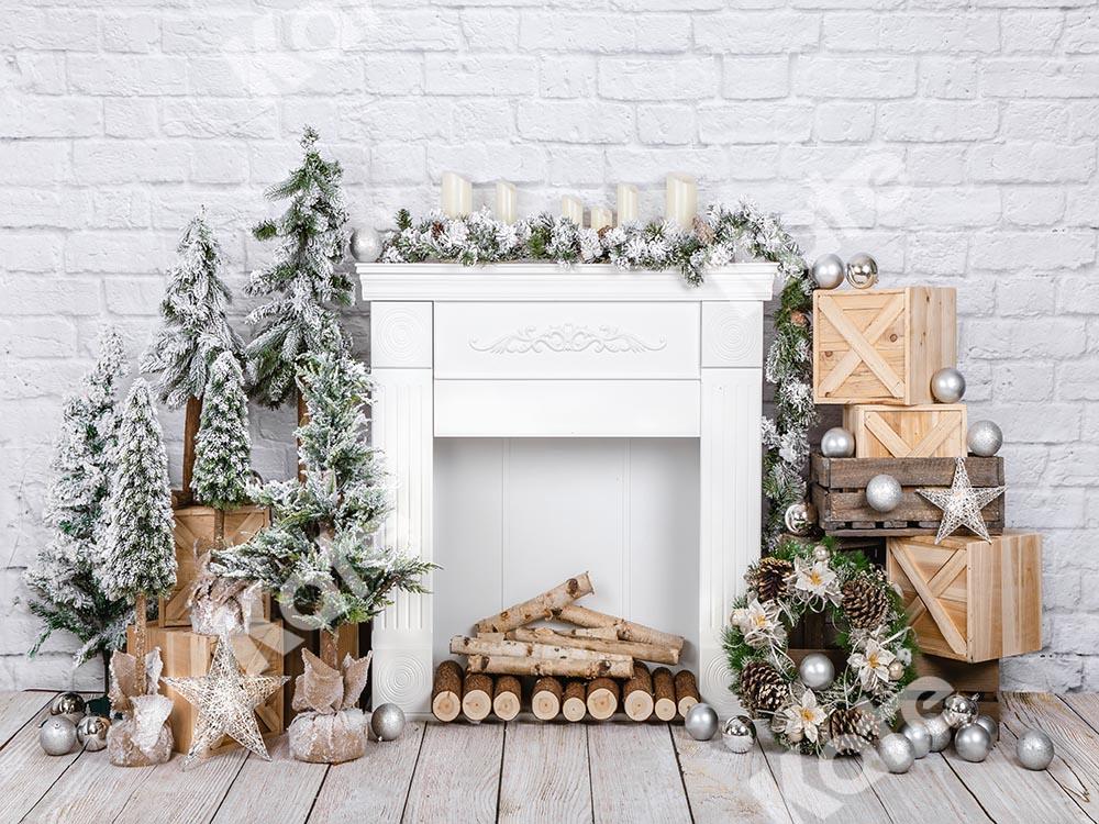 Kate Christmas Brick Fireplace Backdrop Designed by Emetselch - Image 2