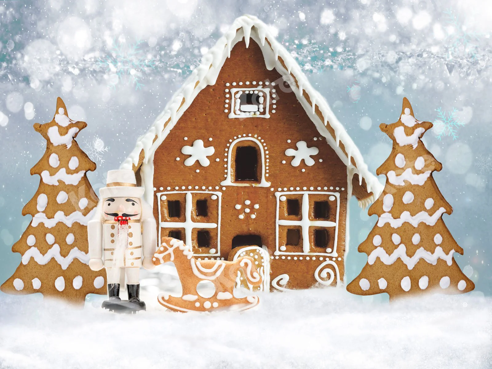 Kate Christmas Gingerbread House Hot Cocoa Backdrop for Photography - Image 2