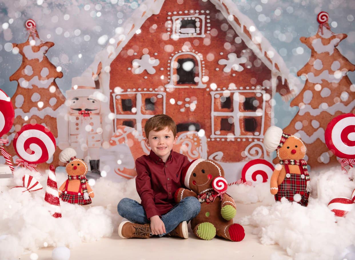 Kate Christmas Gingerbread House Hot Cocoa Backdrop for Photography - Image 3