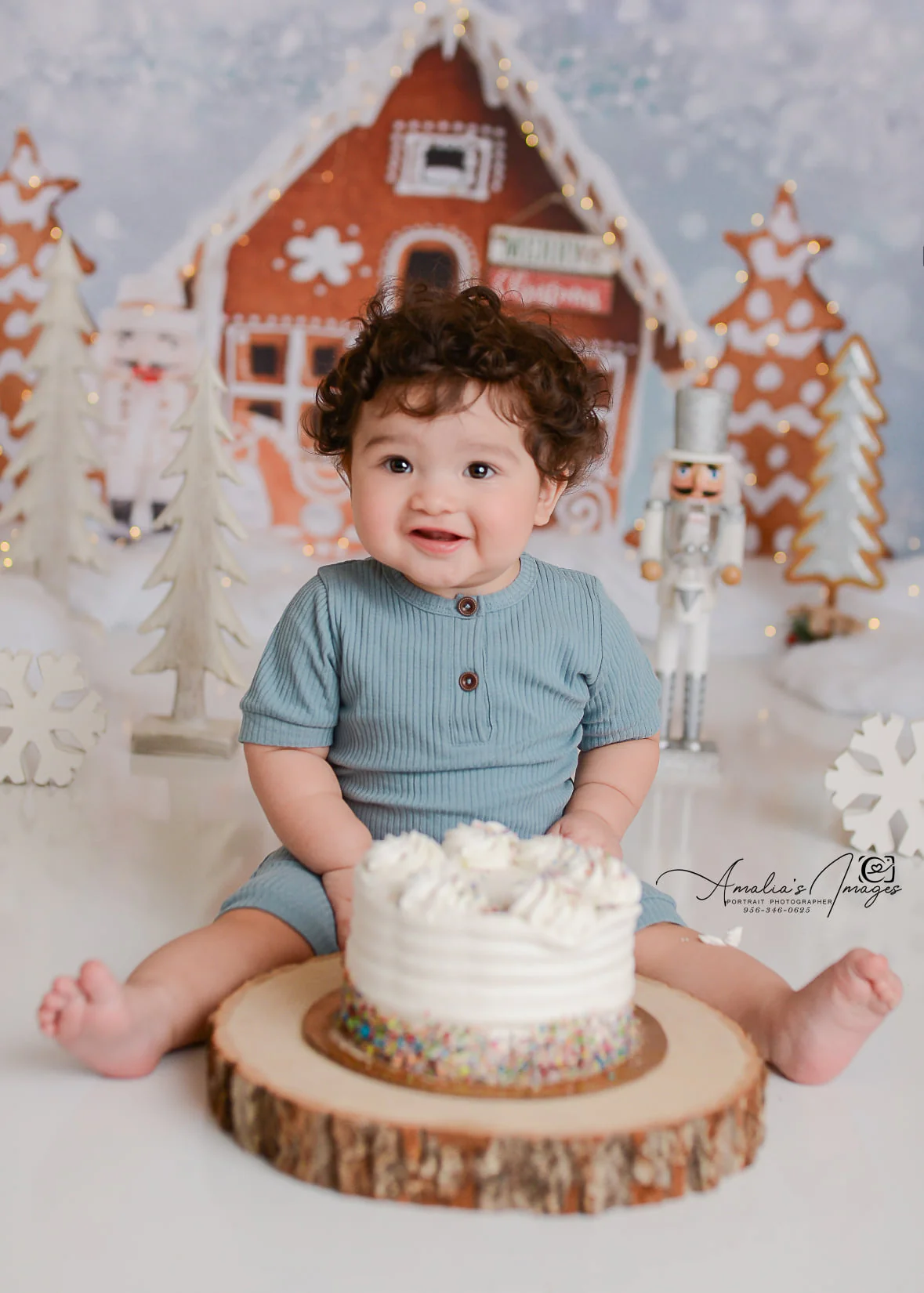 Kate Christmas Gingerbread House Hot Cocoa Backdrop for Photography - Image 5