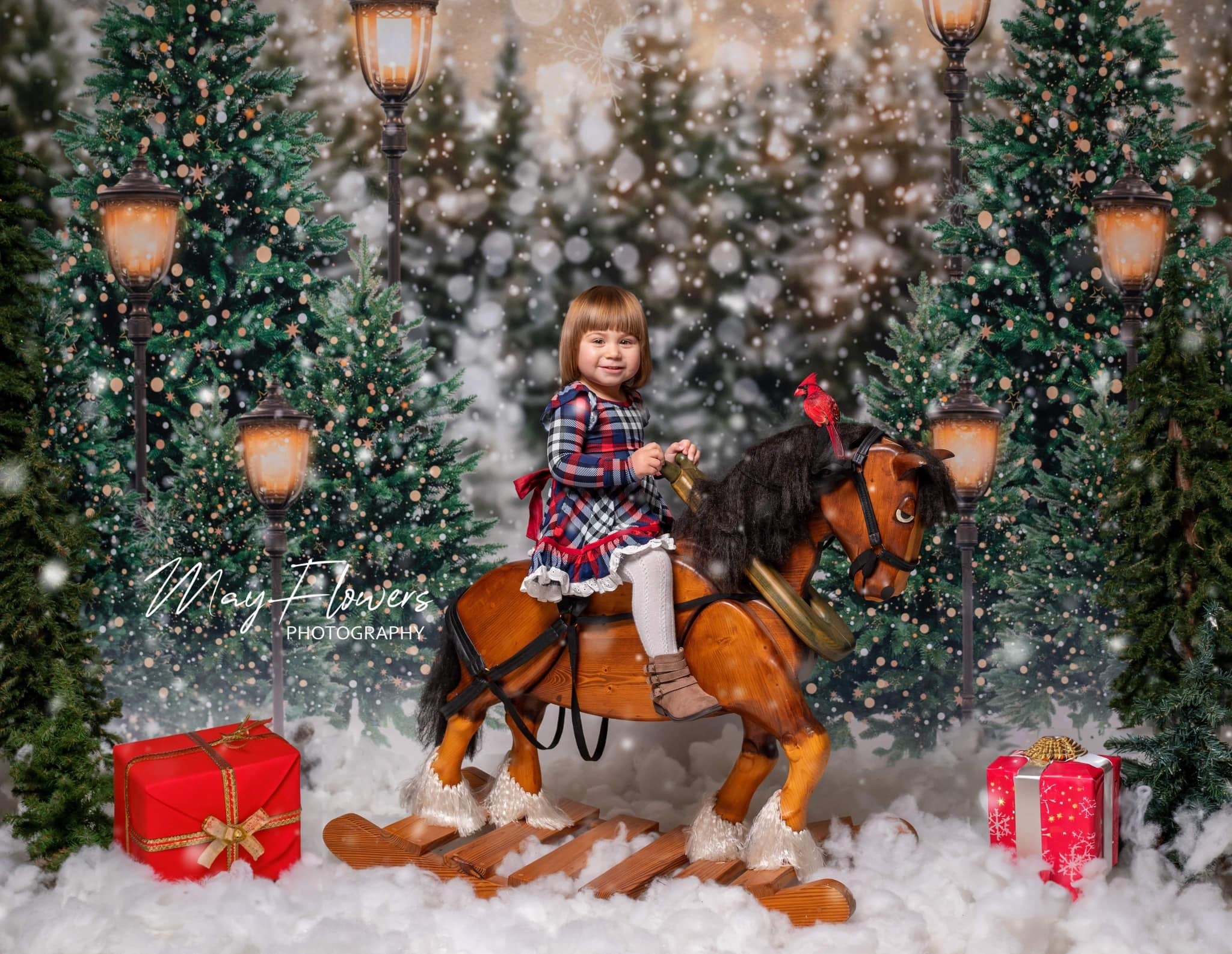 Kate Christmas Snow Forest Lights Backdrop for Photography - Image 11