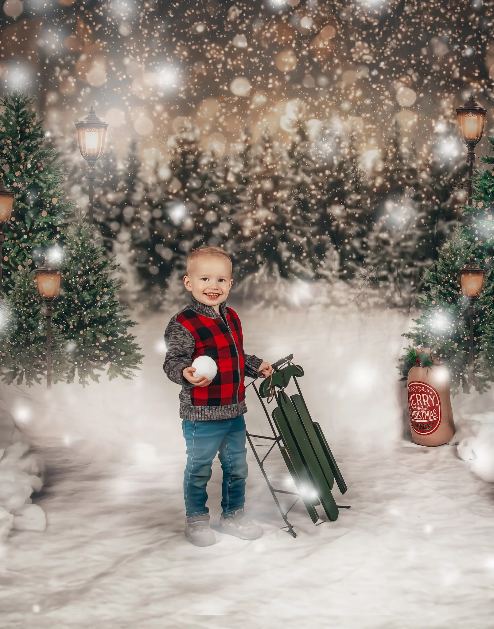 Kate Christmas Snow Forest Lights Backdrop for Photography - Image 25