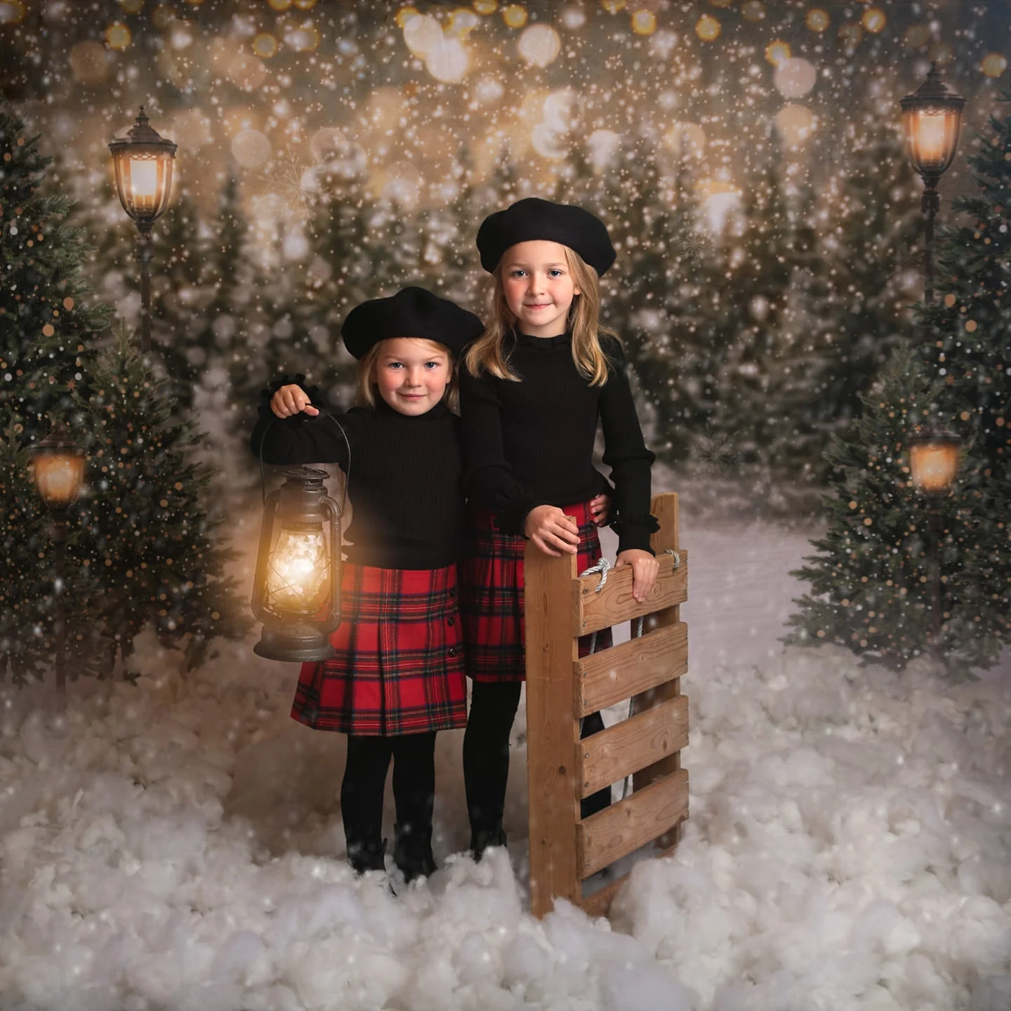 Kate Christmas Snow Forest Lights Backdrop for Photography - Image 7