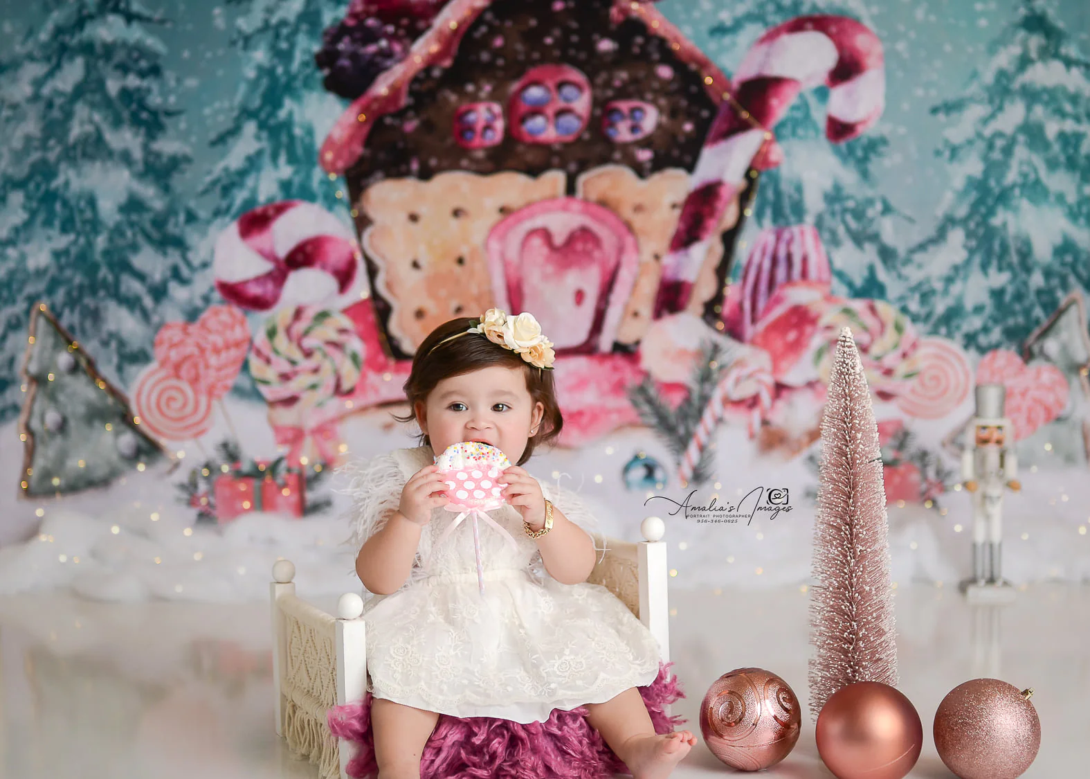 Kate Christmas Sugars Gingerbread Hot Cocoa Backdrop for Photography - Image 3