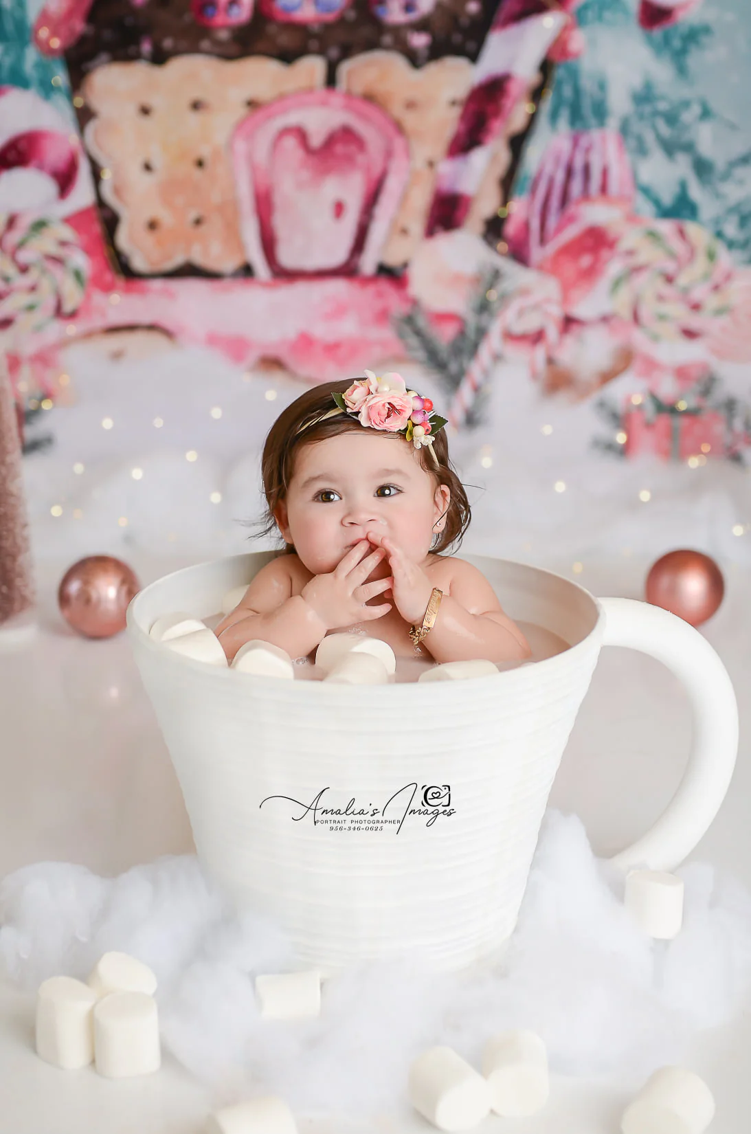 Kate Christmas Sugars Gingerbread Hot Cocoa Backdrop for Photography - Image 4