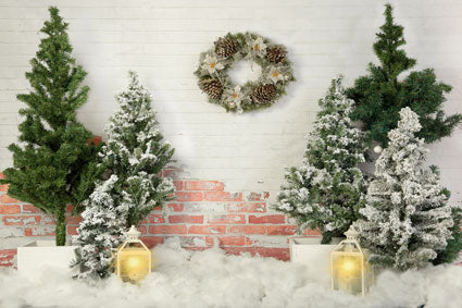 Kate Christmas Tree Backdrop Lights Brick Wall Designed by Emetselch - Image 2