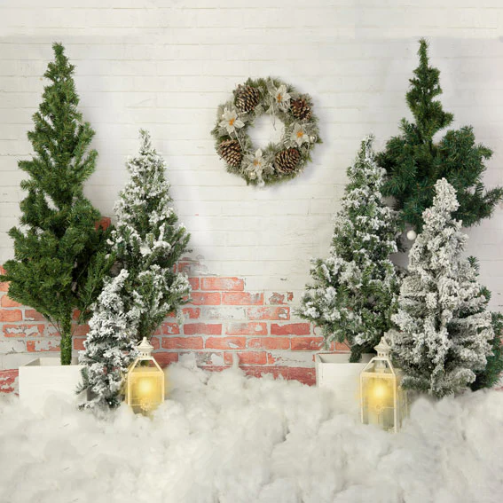 Kate Christmas Tree Backdrop Lights Brick Wall Designed by Emetselch - Image 3