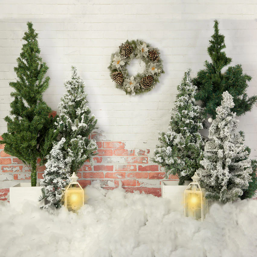 Kate Christmas Tree Backdrop Lights Brick Wall Designed by Emetselch - Image 6