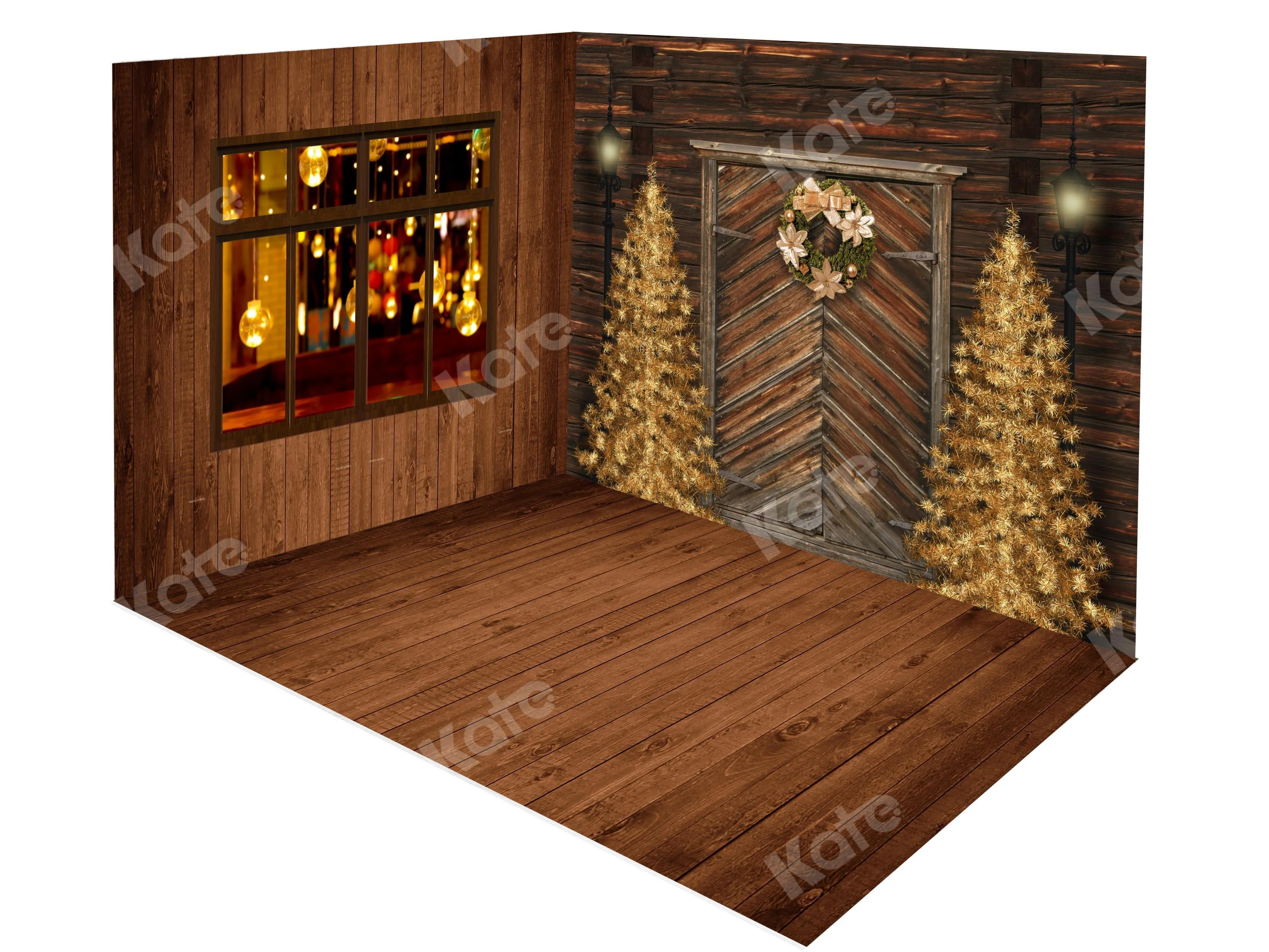 Kate Christmas Trees Wood Indoor Backdrop Room Set - Image 2