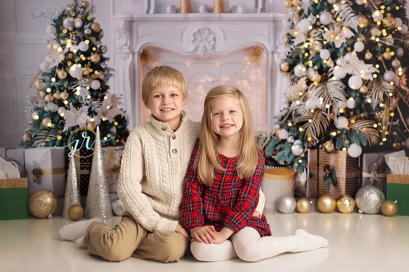 Kate Christmas White Room Pinetrees Gifts Decoration Backdrop for Photography
