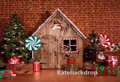 Kate Christmas Wooden House Decorations Backdrop for Photography - Image 2