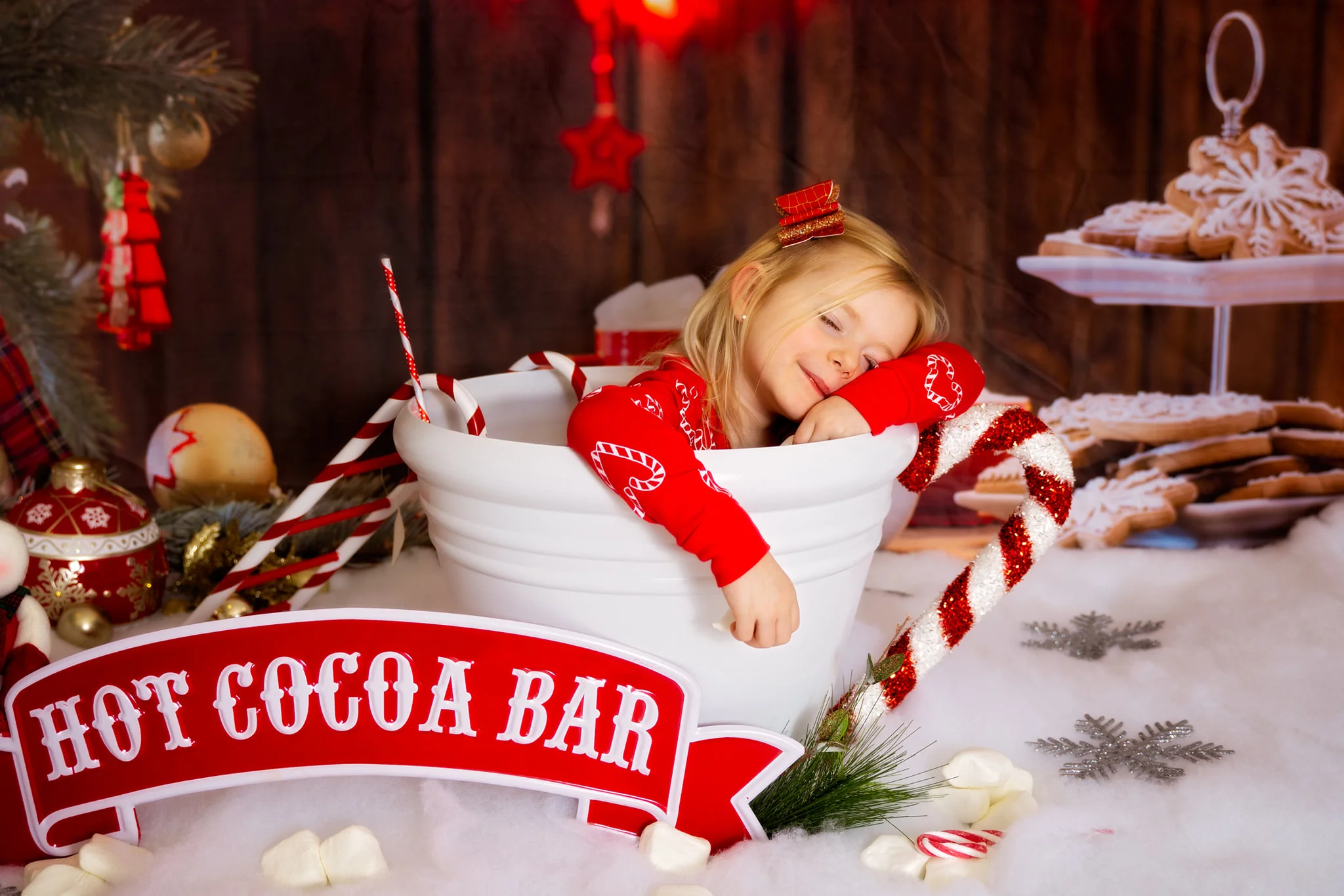 Kate Christmas Cookies Wood Hot Cocoa Backdrop for Photography - Image 5