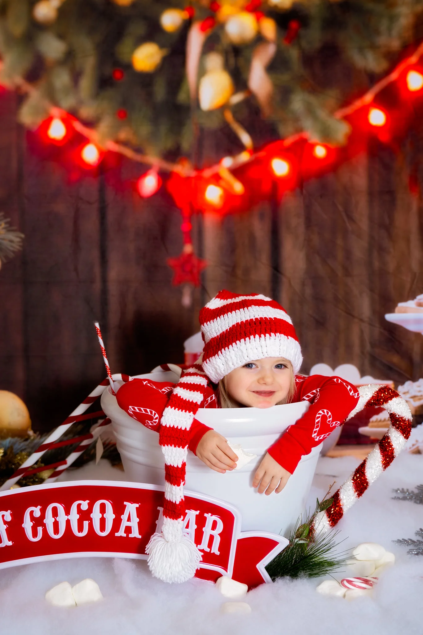 Kate Christmas Cookies Wood Hot Cocoa Backdrop for Photography - Image 6