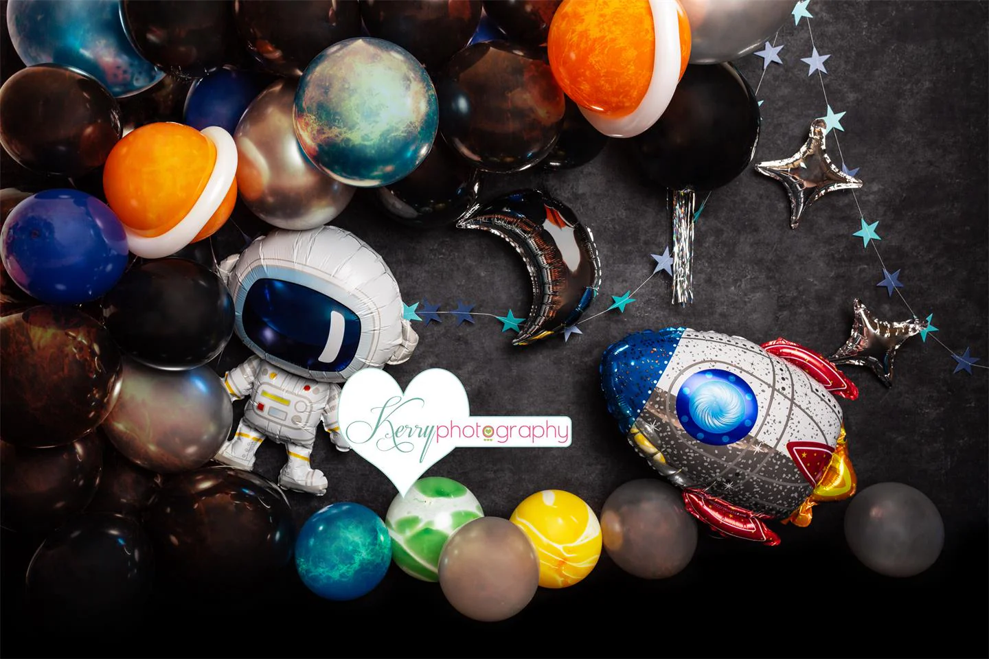 Kate Space Rocket Astronaut Balloon Party Backdrop Designed by Kerry Anderson - Image 2