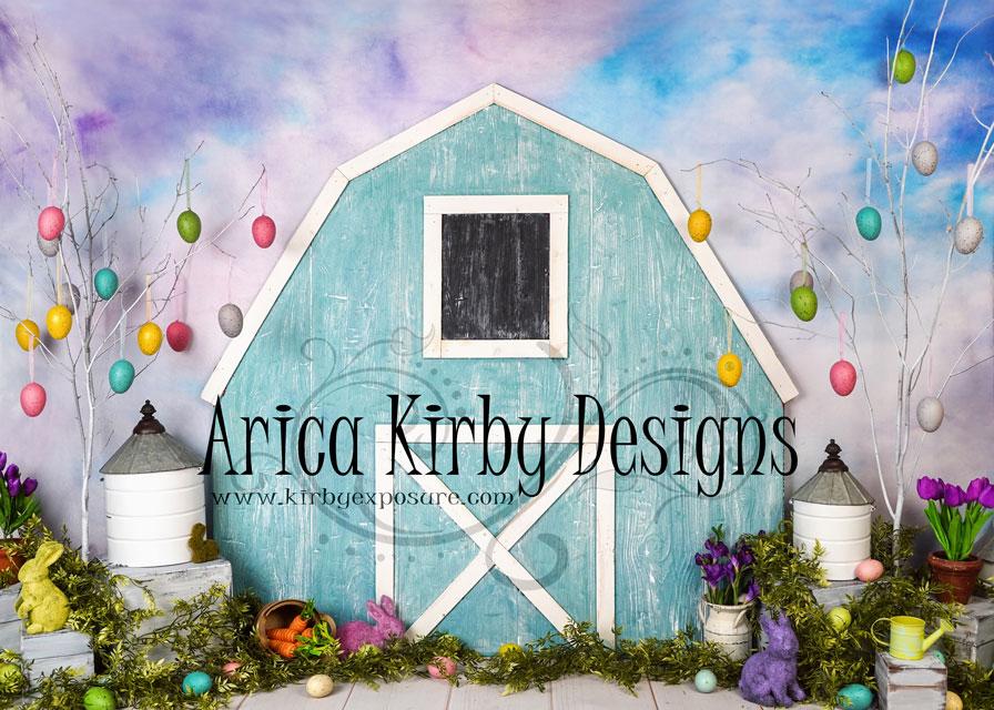 Kate Easter Blue Barn Backdrop Designed by Arica Kirby