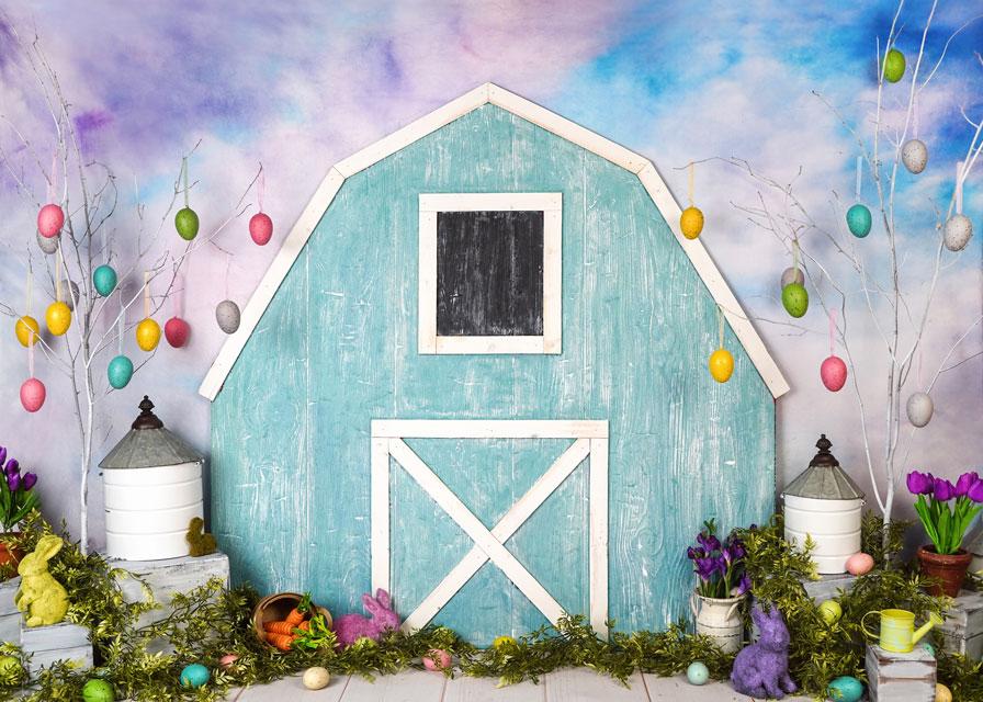 Kate Easter Blue Barn Backdrop Designed by Arica Kirby - Image 3