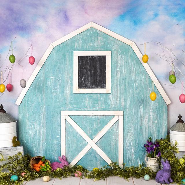 Kate Easter Blue Barn Backdrop Designed by Arica Kirby - Image 4