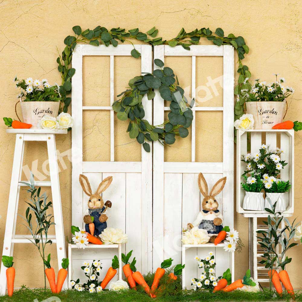 Kate Easter Bunny Yellow Cracked Wall Backdrop Designed by Emetselch - Image 5