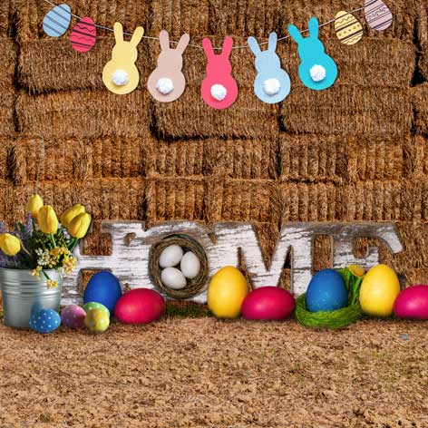 Kate Easter Colorful Eggs Haystack Decoration Backdrop - Image 2