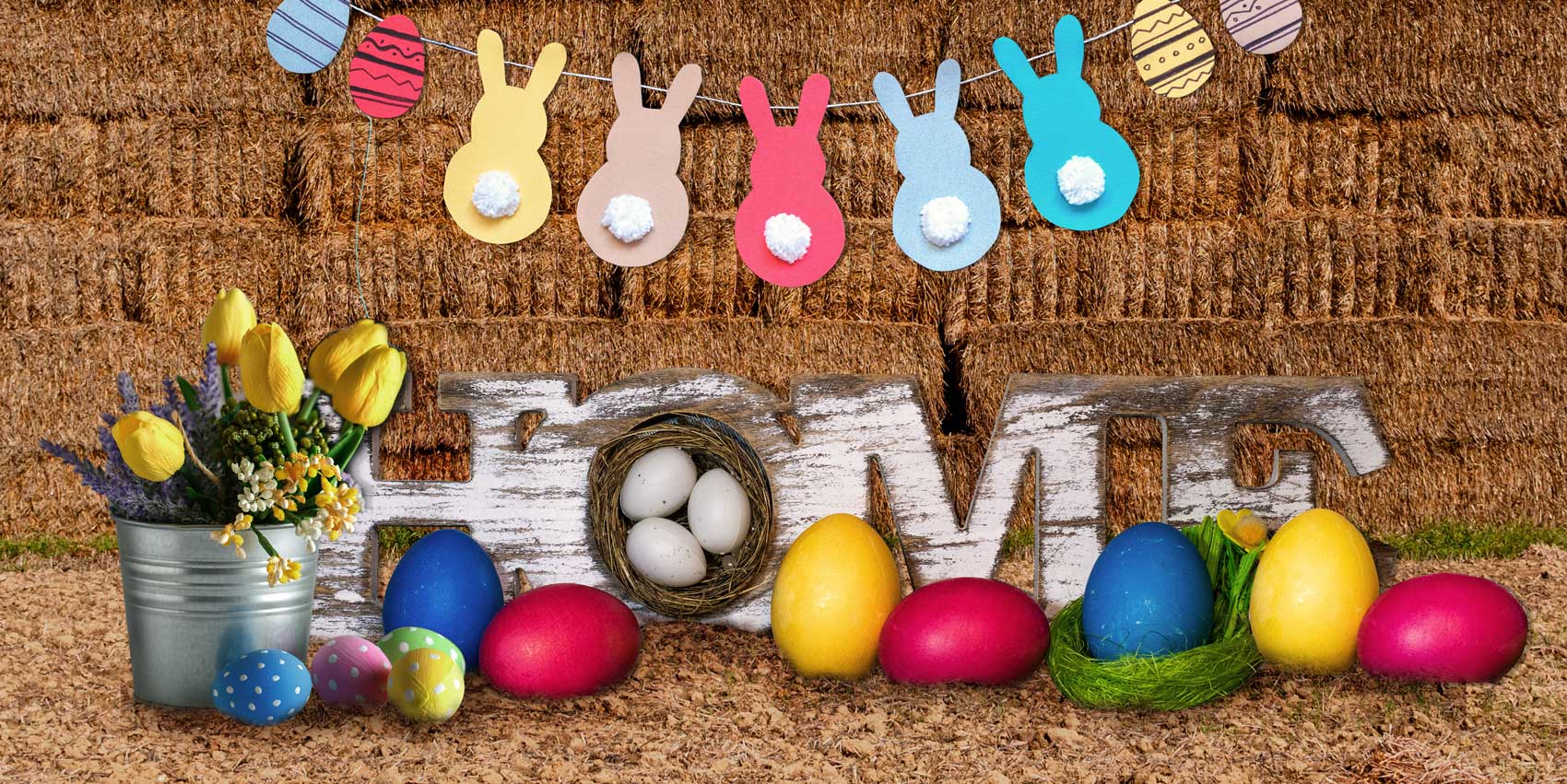 Kate Easter Colorful Eggs Haystack Decoration Backdrop - Image 3